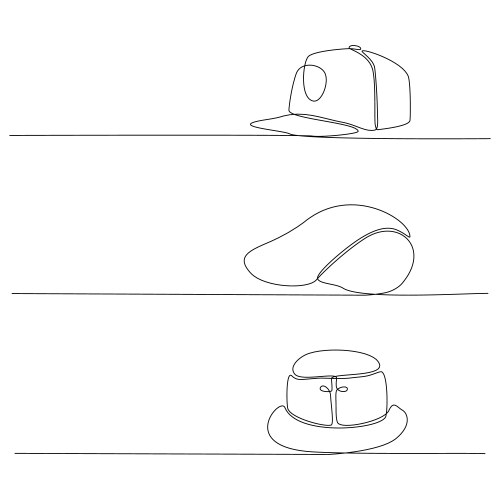 Continuous line drawing set summer hats Vector Image