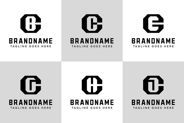 Monogram Letter Set CB CC CE CG CH Vector Image