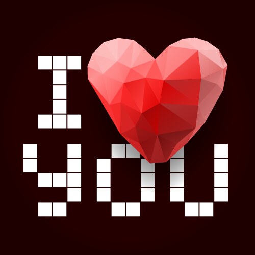 i love you polygonal heart vector image