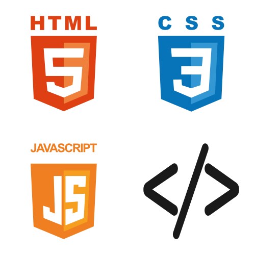 set 4 icons - html css js code vector image