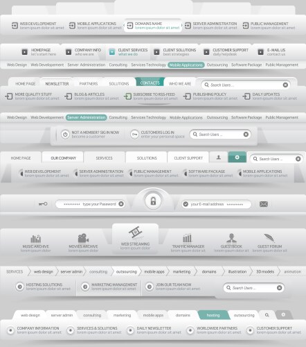 Web site design menu navigation vector image