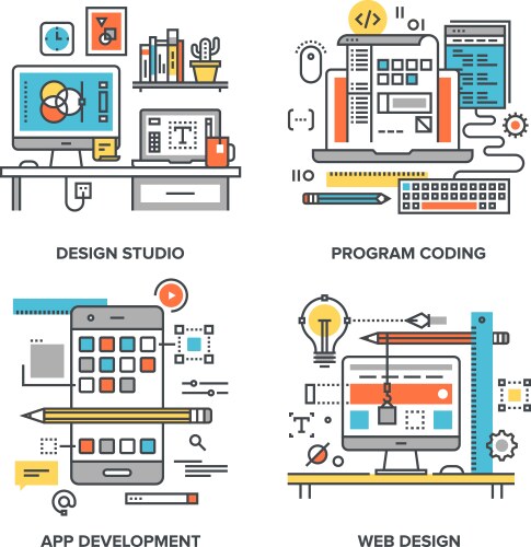 Digital Development & Coding Concepts vector image