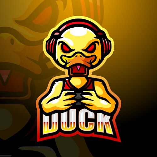 Cute Duck Gaming Mascot Logo Vector Image