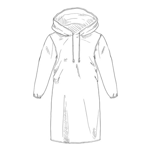 Raincoat with hood sketch Vector Image