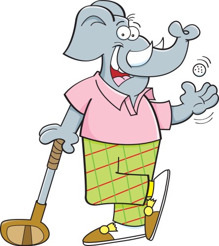 Cheerful Elephant Playing Golf Vector Image