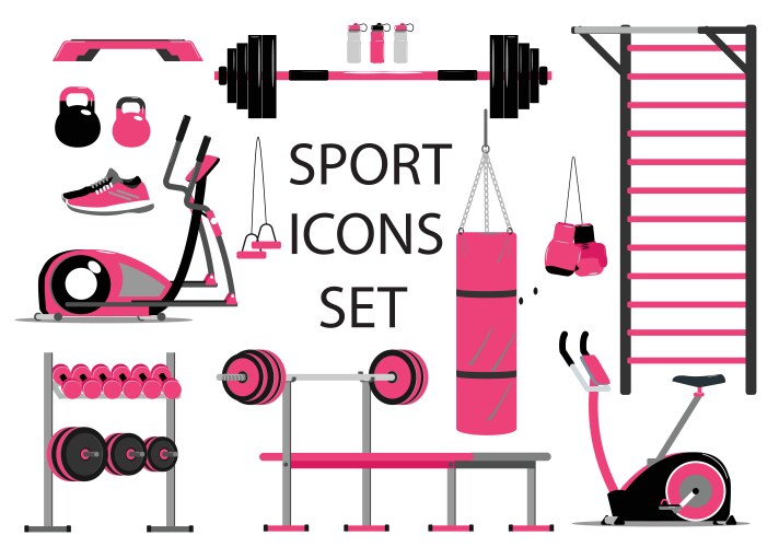 Fitness and sport icons set healthy lifestyle vector image