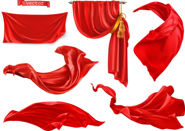 red curtain 3d realistic set vector image