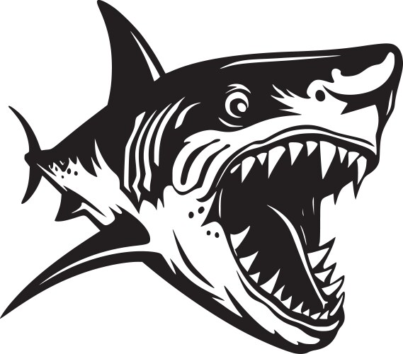 Shark Logo - Black and White Vector Image