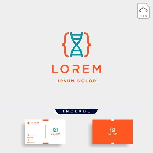 Dna code logo design molecule coding symbol vector image