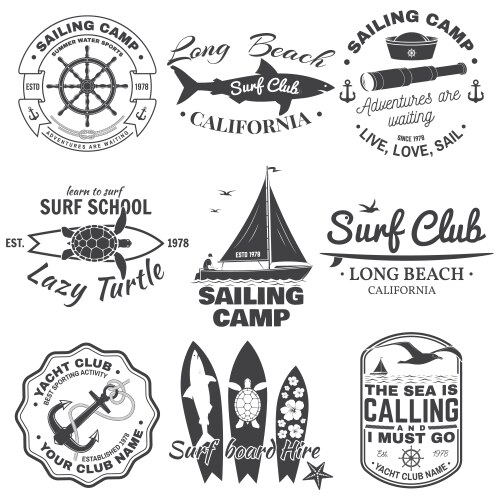 Sailing & Surf Club Badges Vector Image