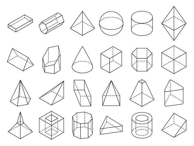 abstract isometric 3d geometric outline shapes vector image