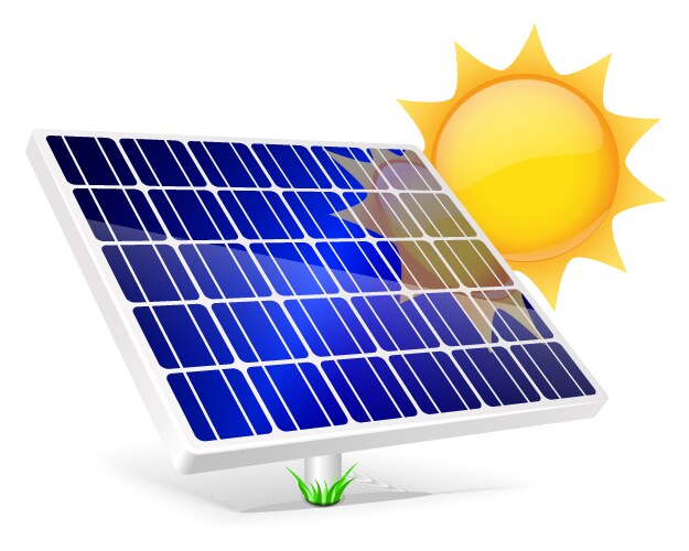 Solar panel and sun icon Royalty Free Vector Image
