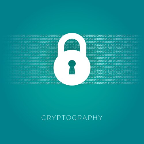 Cryptography concept with lock and binary code vector image