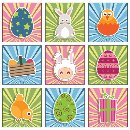 Easter flat stylized icon set 4 Royalty Free Vector Image