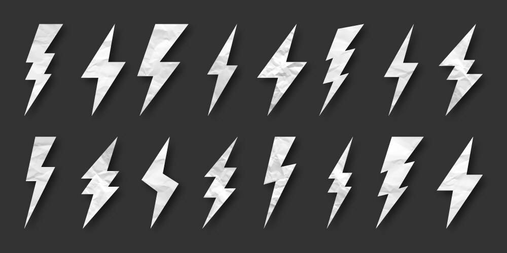 Lightning bolt crumpled paper texture cardboard vector image