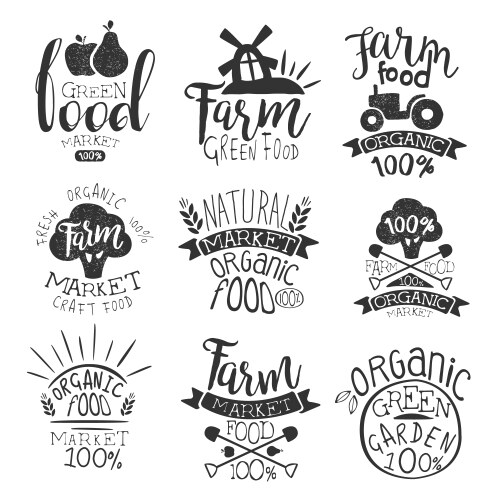Farm Product Labels - Vintage Stamp Set Vector Image