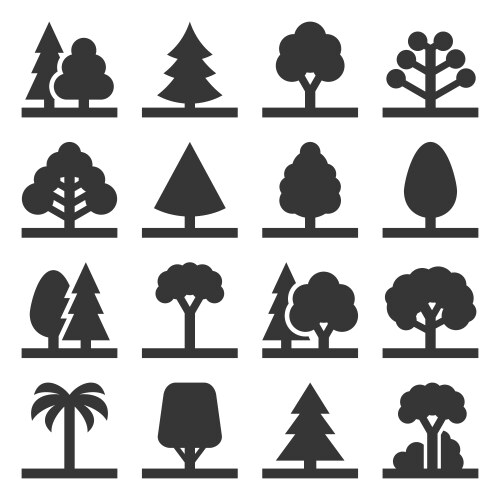 tree icons set on white background vector image