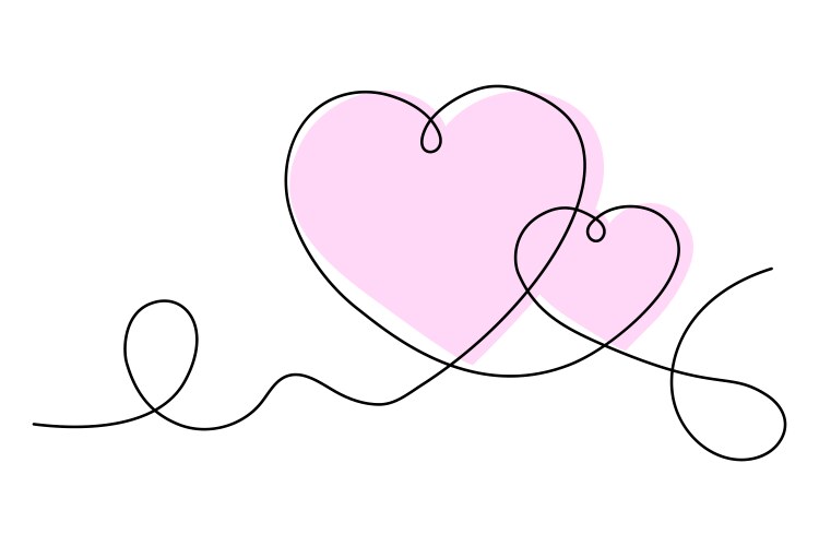 Heart line art style one vector image