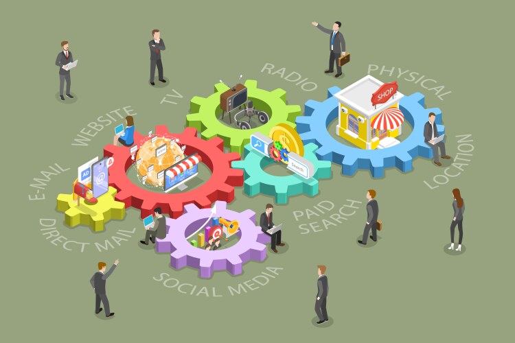 3d isometric flat conceptual Royalty Free Vector Image