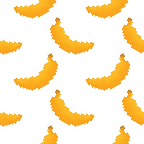 Banana fruit seamless pattern in pixel style Vector Image