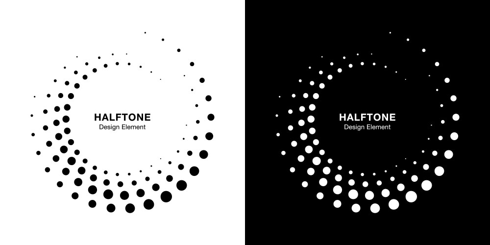 Halftone circle dots frame set logo emblem Vector Image