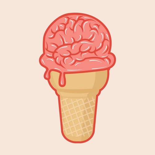 Hand draw brain with ice cream cone Vector Image
