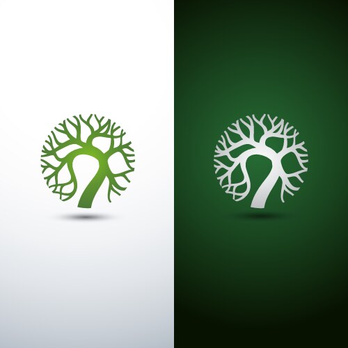 Tree house green negative space logo Royalty Free Vector
