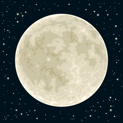 Bright full moon in the clear night sky Royalty Free Vector