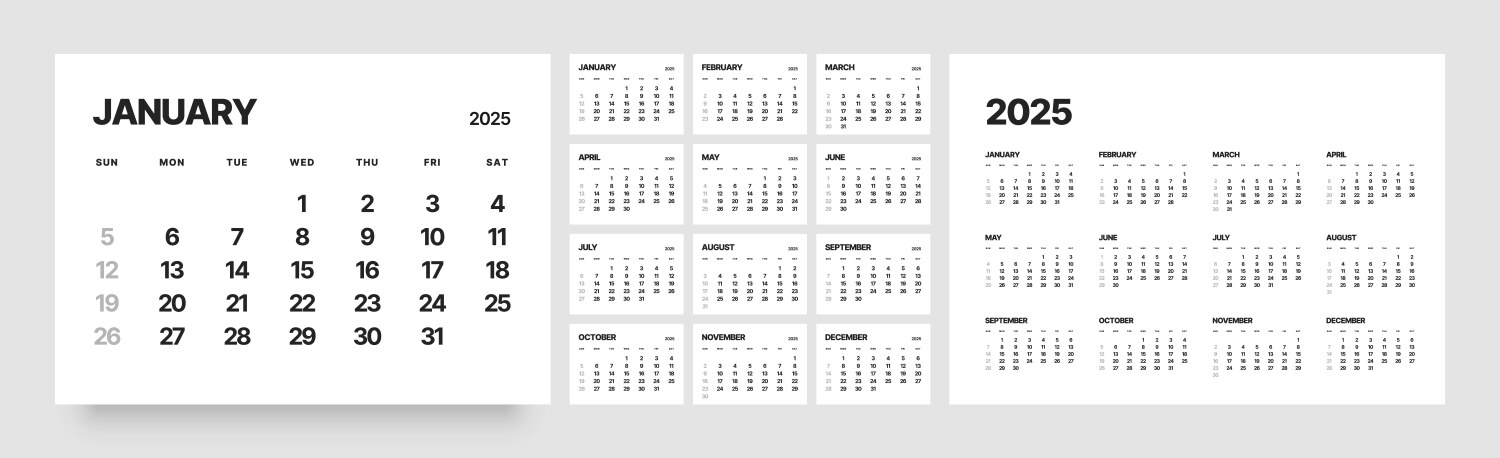 Calendar 2025 2026 and 2032 Royalty Free Vector Image