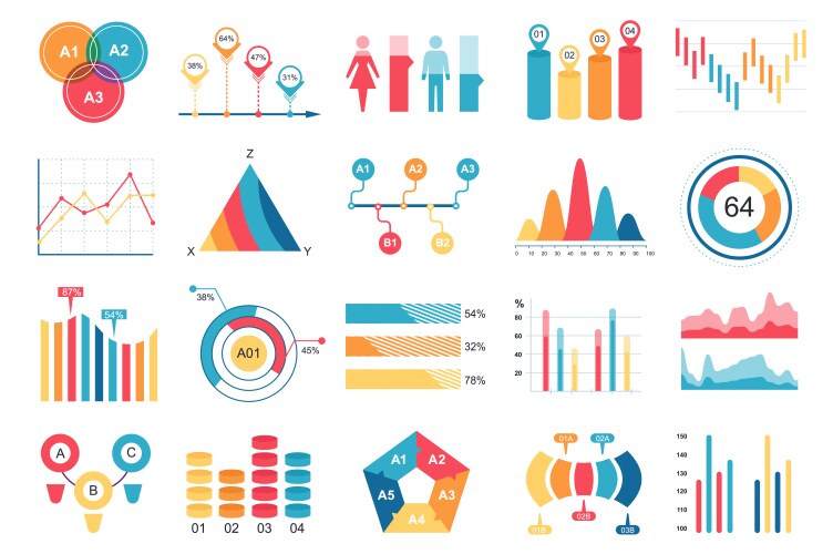 set of infographic elements data visualization vector image