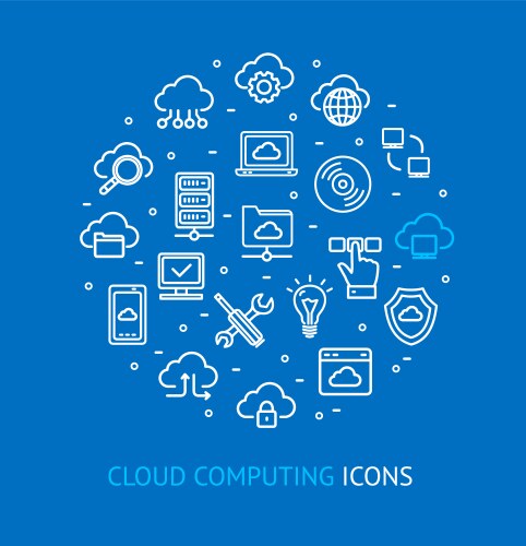 cloud computing round design template thin line vector image