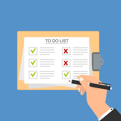 Hands holding clipboard with to-do list template vector image