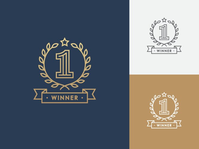 linear winner emblem with number 1 vector image vector image