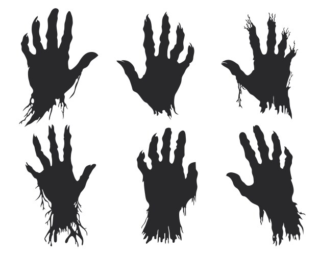 Silhouetted spooky hands conjure a chilling scene Vector Image