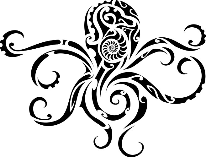 Octopus tribal tattoo vector image