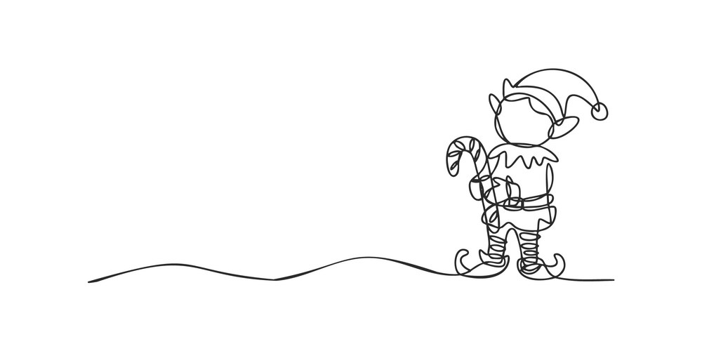 Festive Elf with Candy Cane Vector Image