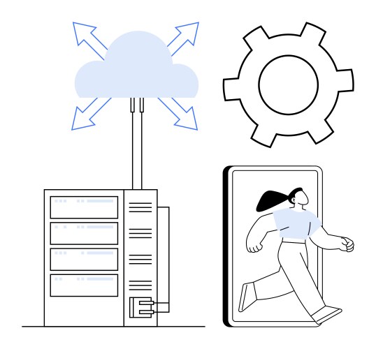 Cloud data transfer with server user access vector image