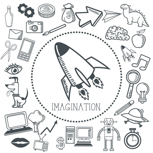 Creative Doodle Icon Set - Imagination & Concepts Vector Image