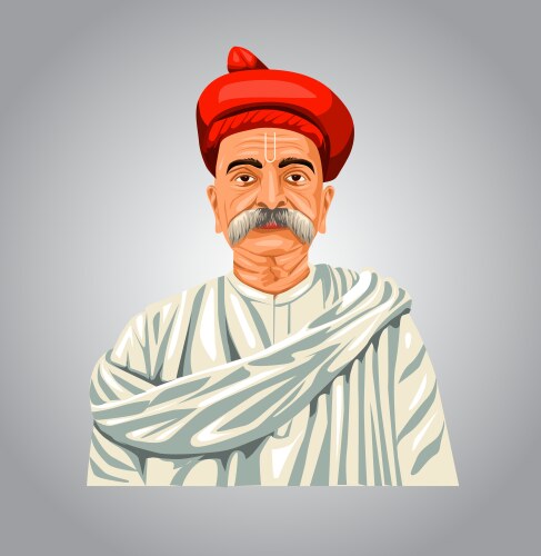 Printindian freedom fighter bal gangadhar tilak Vector Image