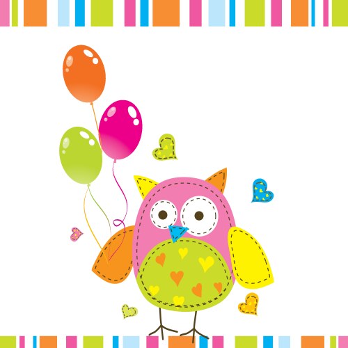 Greeting card two cute cartoon owl Royalty Free Vector Image