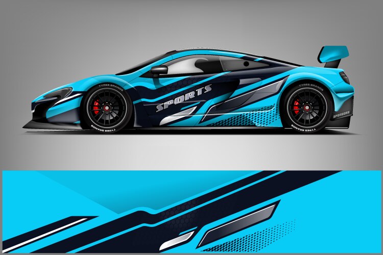 Sport Car Racing Wrap Vector Image