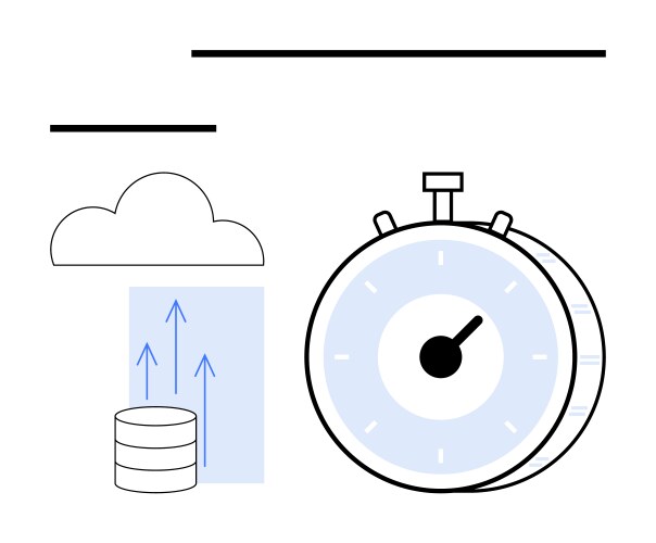 Cloud data upload with timer highlighting speed vector image