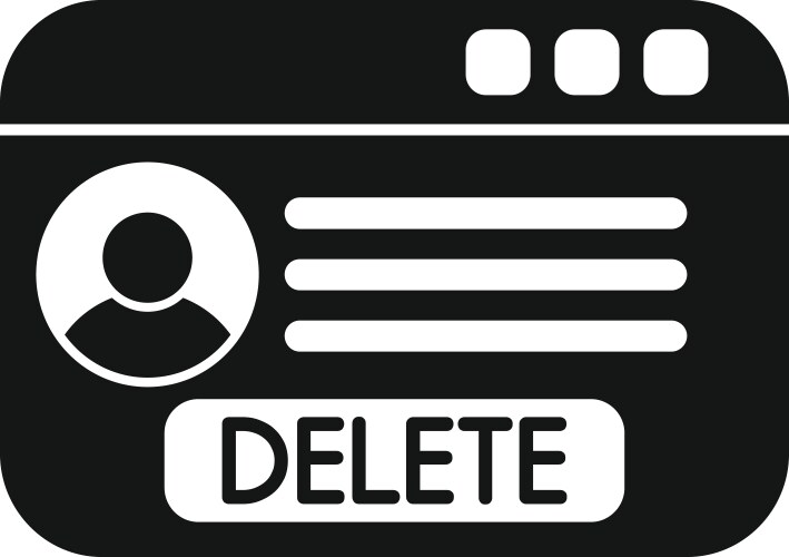 Delete account internet window user data removing vector image