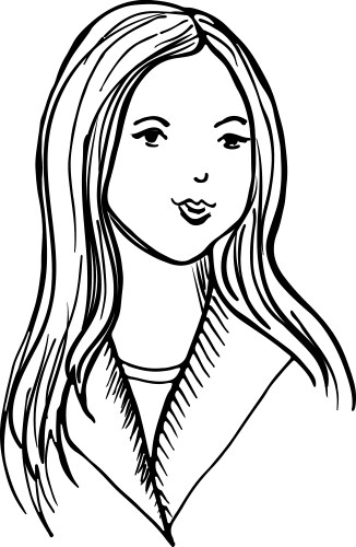 Beautiful young woman drawing female head sketch vector image