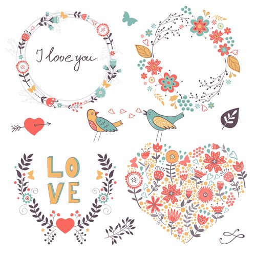 Romantic graphic elements Vector Image
