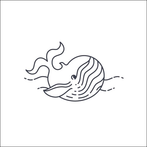 Modern flat linear with whale Royalty Free Vector Image