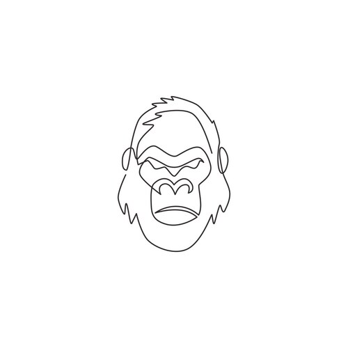 One single line drawing gorilla head Vector Image