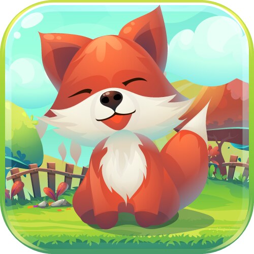 icon feed the fox gui match 3 vector