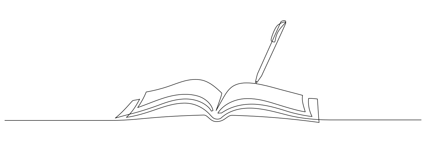 one continuous line drawing of opened book vector image