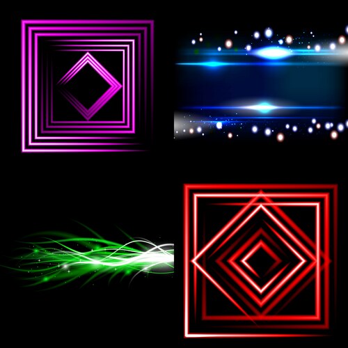 Set of beautifully glowing neon abstract Vector Image